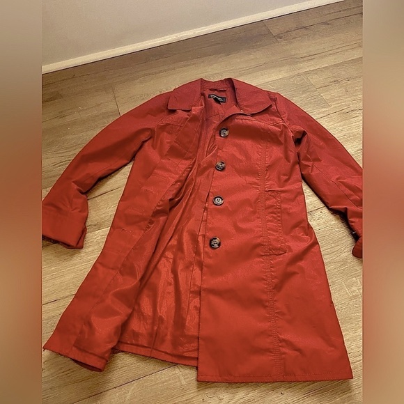 Eddie Bauer Jackets & Blazers - 🌟EDDIE BAUER fully lined Red Coral Button Up Trench Coat Raincoat rain jacket